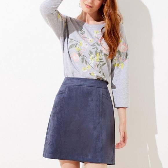 LOFT Dresses & Skirts - FAUX SUEDE SHIFT SKIRT IN INDIGO FOG